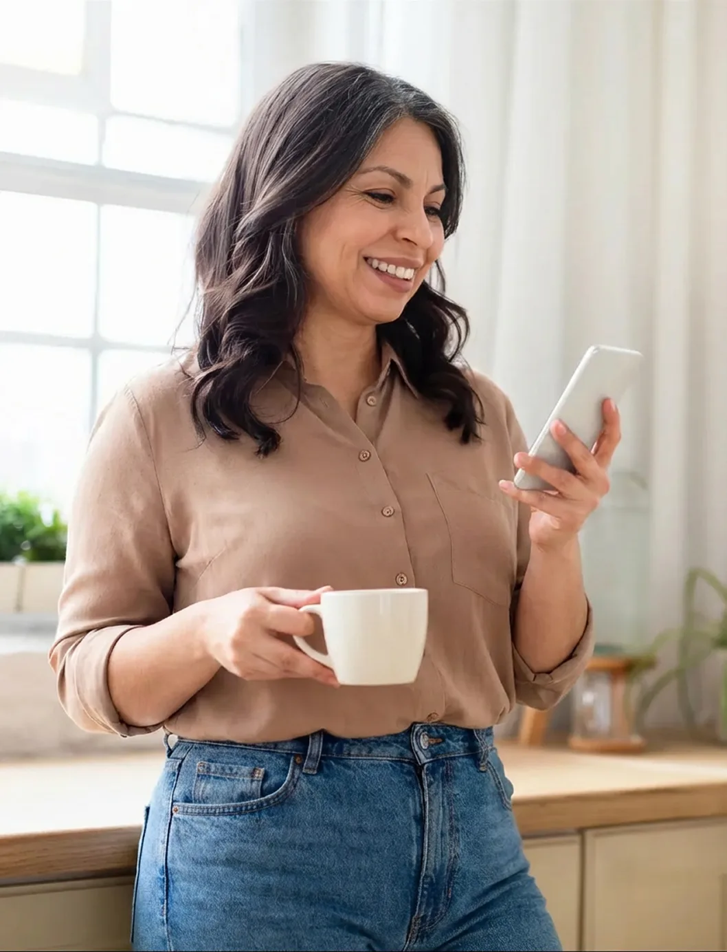 Woman reviewing JumpStartMD program on her phone